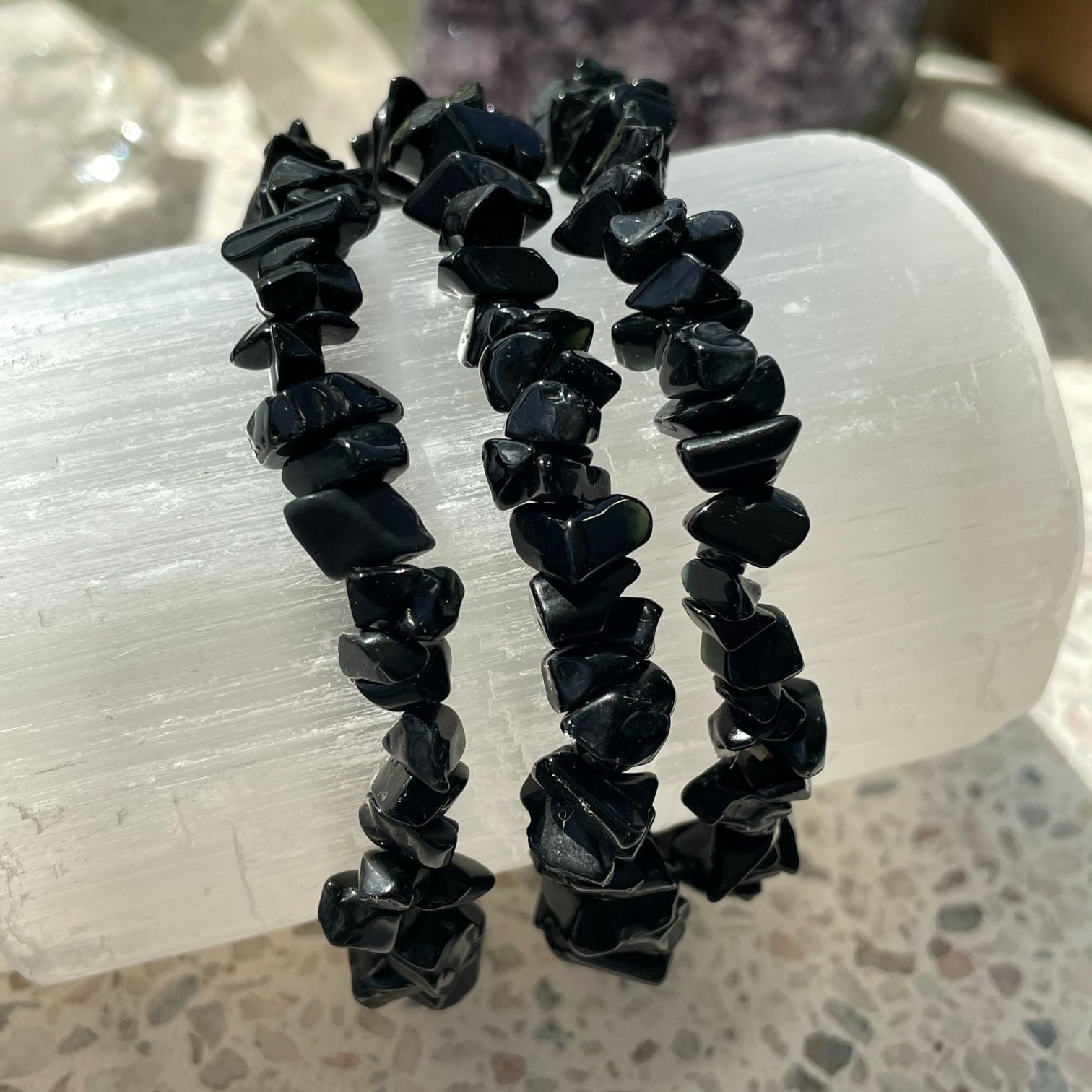 Black Obsidian Chip Bracelet Black Obsidian Chip Bracelet